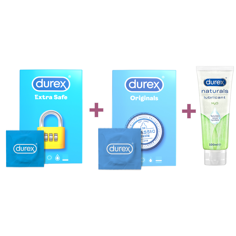 Pachet Prezervative si Lubrifiant Naturals H2O, Durex