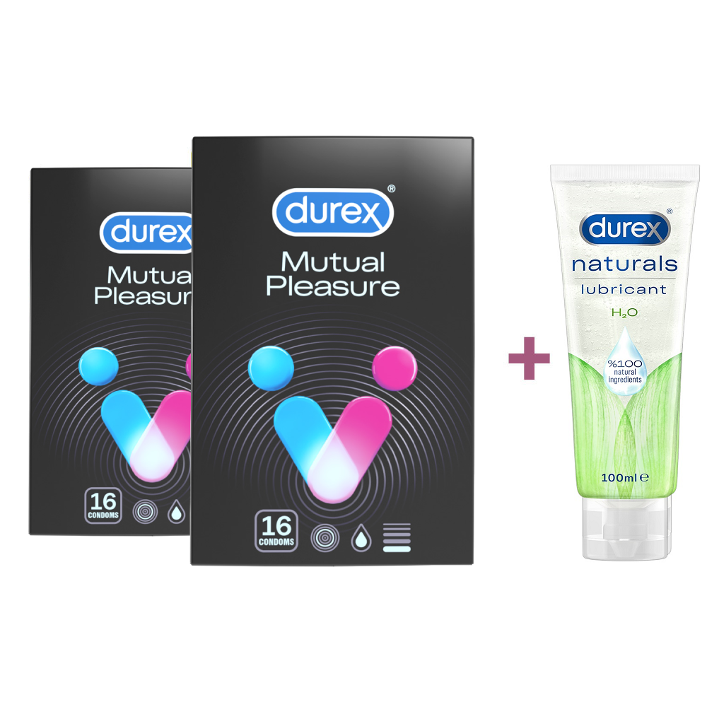 Pachet Prezervative si Lubrifiant Naturals H2O, 36 bucati + 100 ml, Durex