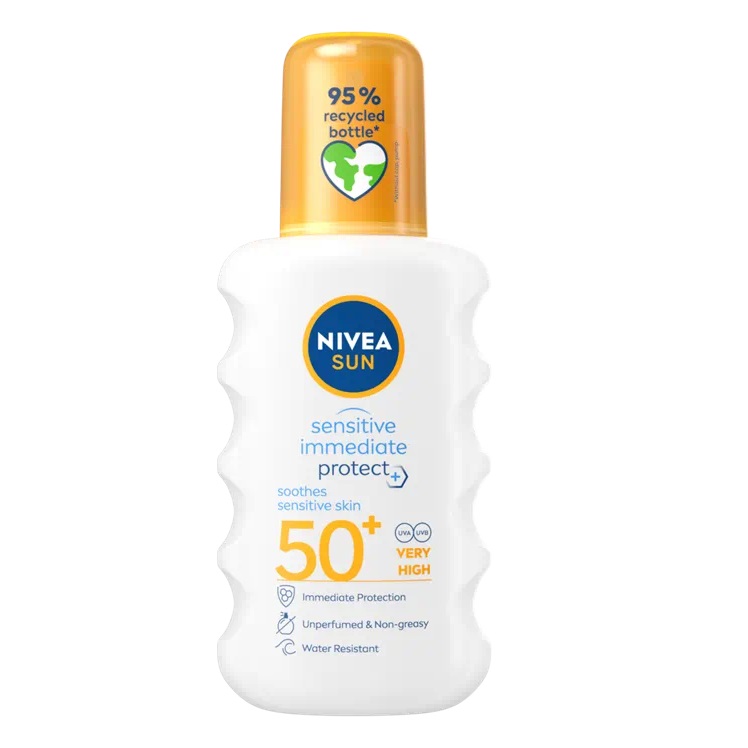 Spray protectie solara SPF 50+ Sensitive Immediate Protect, 200 ml, Nivea