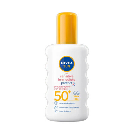 Spray protectie solara impotriva alergiilor SPF 50+ Immediate Protect, 200 ml, Nivea