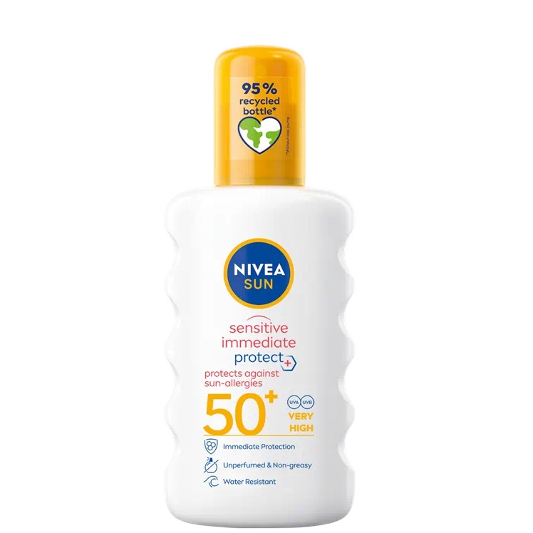 Spray protectie solara impotriva alergiilor SPF 50+ Immediate Protect, 200 ml, Nivea