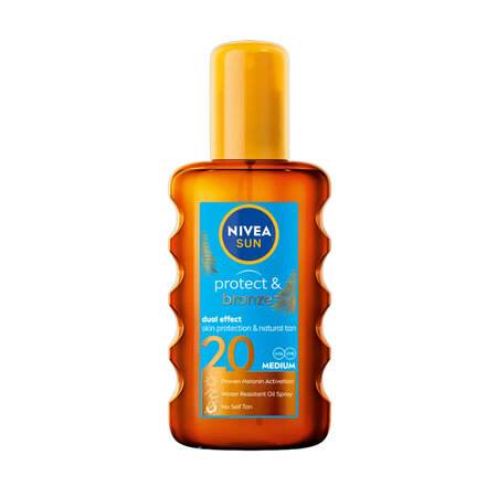 Ulei spray pentru protectie solara SPF 20 Protect & Bronze Sun, 200 ml, Nivea
