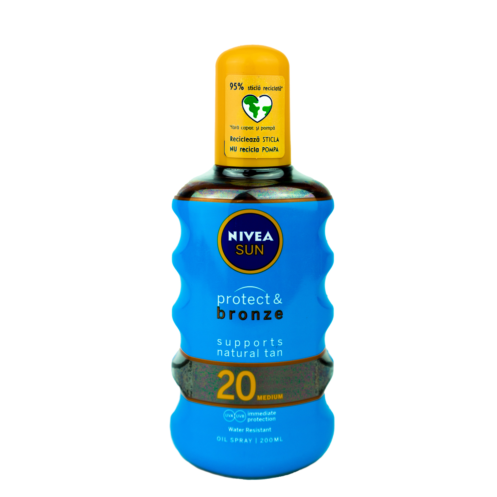 Ulei spray pentru protectie solara SPF 20 Protect & Bronze, 200 ml, Nivea Sun