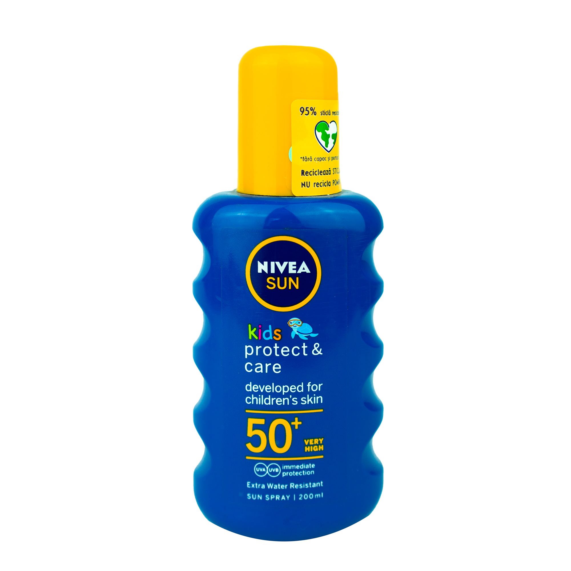 Spray colorat de protectie solara pentru copii SPF 50+ Protect&Care, 200 ml, Nivea Sun