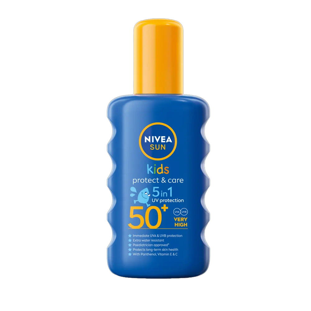 Spray colorat de protectie solara pentru copii SPF 50+ Protect&Care Sun, 200 ml, Nivea