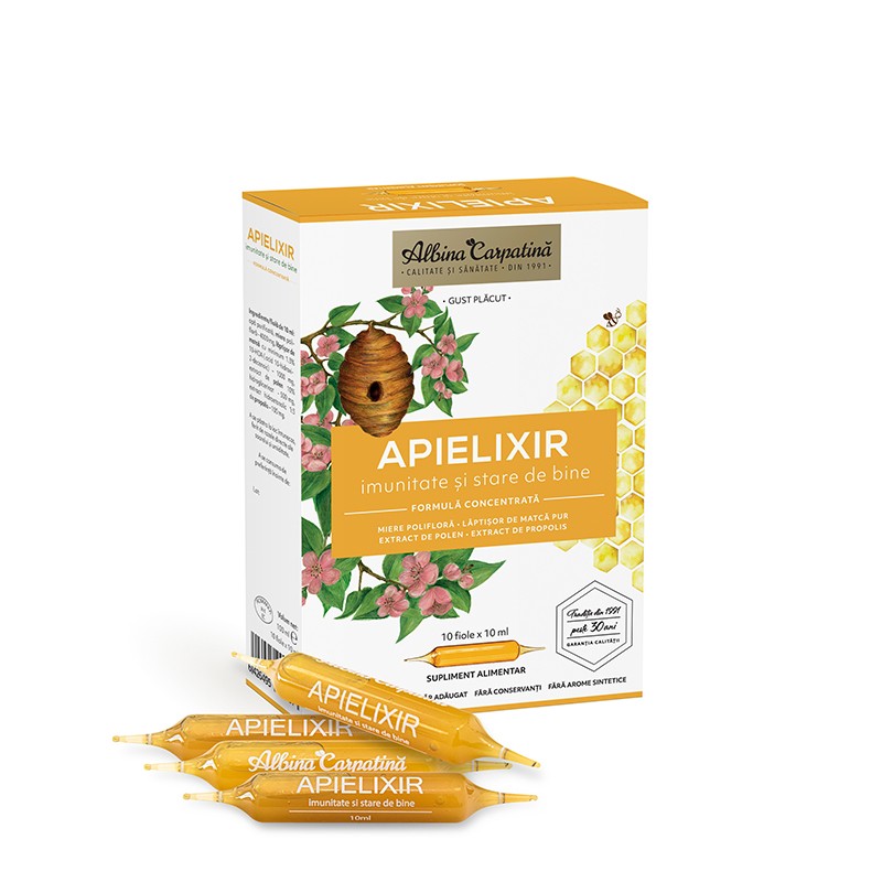 Apielixir imunitate si stare de bine, 10 fiole x 10 ml, Albina Carpatina