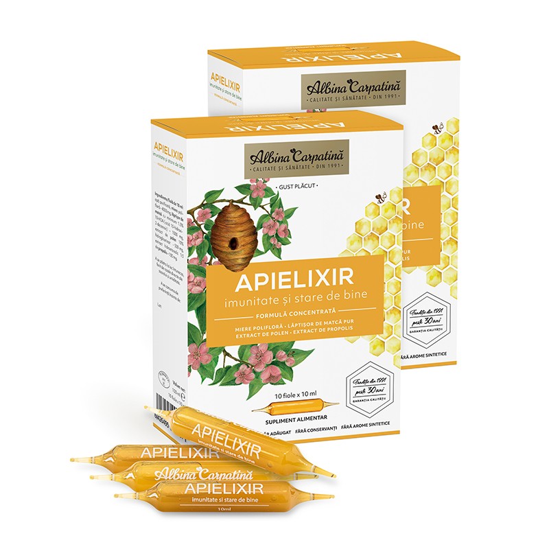 Apielixir imunitate si stare de bine, 20+10 fiole x 10 ml, Albina Carpatina