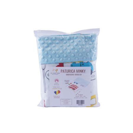 Paturica din plus minky si bumbac, 80x80 cm, Masinute, Fic Baby 764087