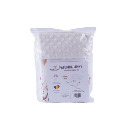 Paturica din plus minky si bumbac, 80 x 80 cm, Flori de Bumbac, Fic Baby 764084