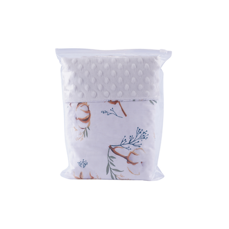 Paturica din plus minky si bumbac, 80 x 80 cm, Flori de Bumbac, Fic Baby 764083
