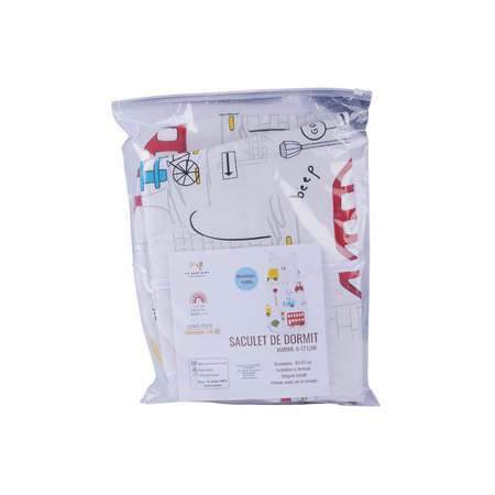 Saculet de dormit din bumbac, 87x43 cm, TOG 2.5, Masinute Colorate, 6-12 luni, Fic Baby 764284