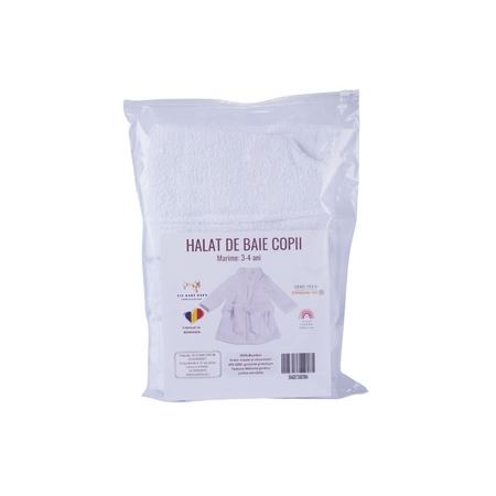 Halat de baie pentru copii, Alb, 3-4 ani, Fic Baby 763672