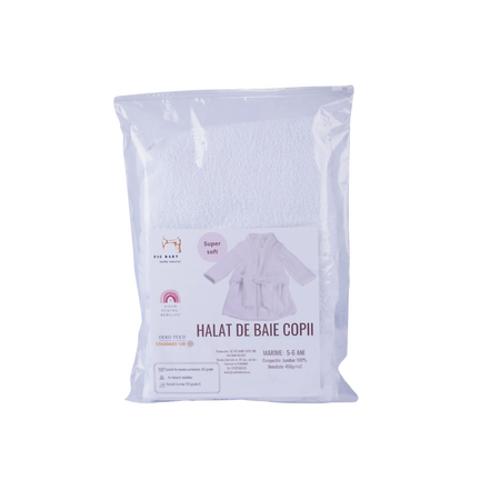 Halat de baie pentru copii, Alb, 5-6 ani, Fic Baby 763662