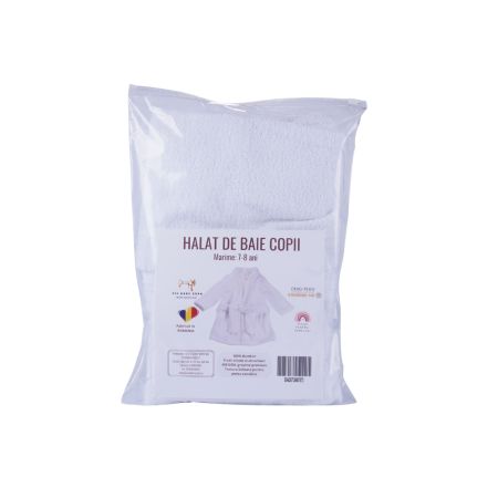 Halat de baie pentru copii, Alb, 7-8 ani, Fic Baby 763680