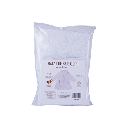Halat de baie pentru copii, Alb, 7-8 ani, Fic Baby 763680