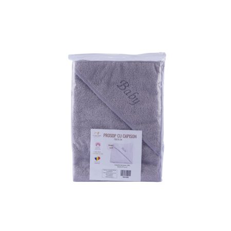 Prosop pentru bebe cu capison, 75x75 cm, Gri, Fic Baby 764123