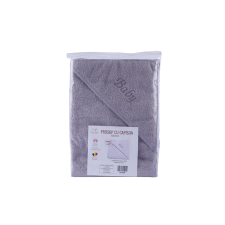 Prosop pentru bebe cu capison, 75x75 cm, Gri, Fic Baby 764123