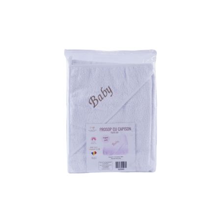 Prosop pentru bebe cu capison, 75x75 cm, Alb, Fic Baby 764117