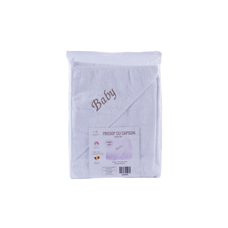 Prosop pentru bebe cu capison, 75x75 cm, Alb, Fic Baby 764117