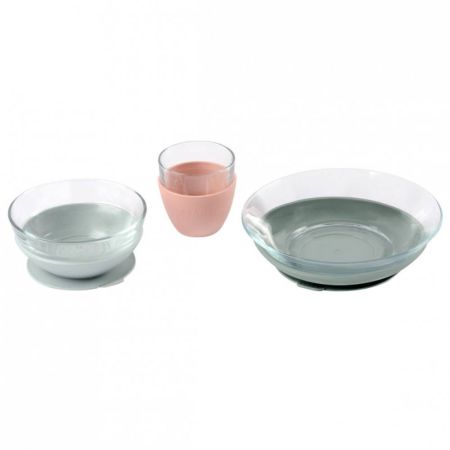 Set de masa din sticla Duralex, 3 piese, Eucalyptus