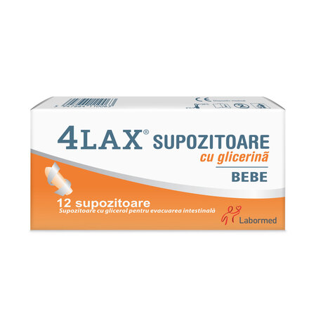 Supozitoare cu glicerina Bebe 4Lax, 12 bucati, Solacium Pharma
