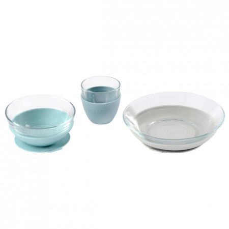 Set de masa din sticla Duralex Jungle, 3 piese, Turquois