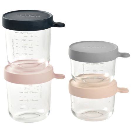 Set 4 recipiente din sticla, 2x150 ml, 2x250 ml, Pink