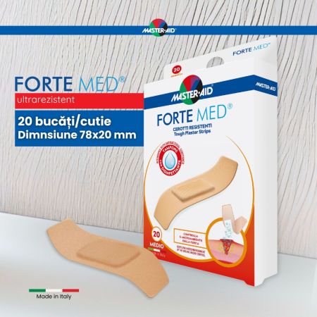 Plasturi ultra rezistenti Forte Med, 78x20 mm, 20 bucati, Master-Aid 718872
