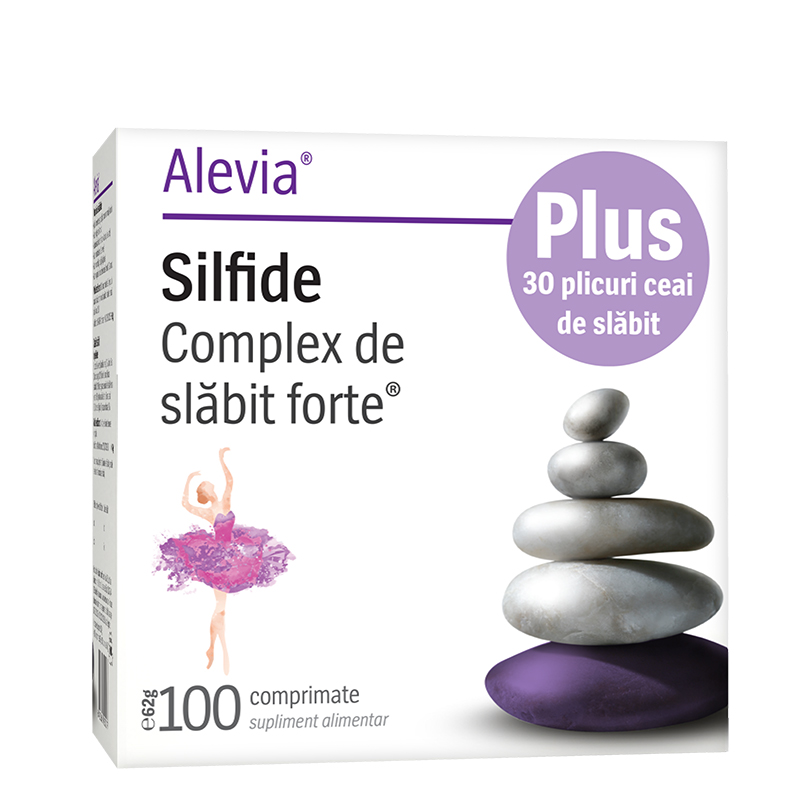 Complex de slabit forte Silfide, 100 comprimate + Ceai de slabit, 30 plicuri, Alevia