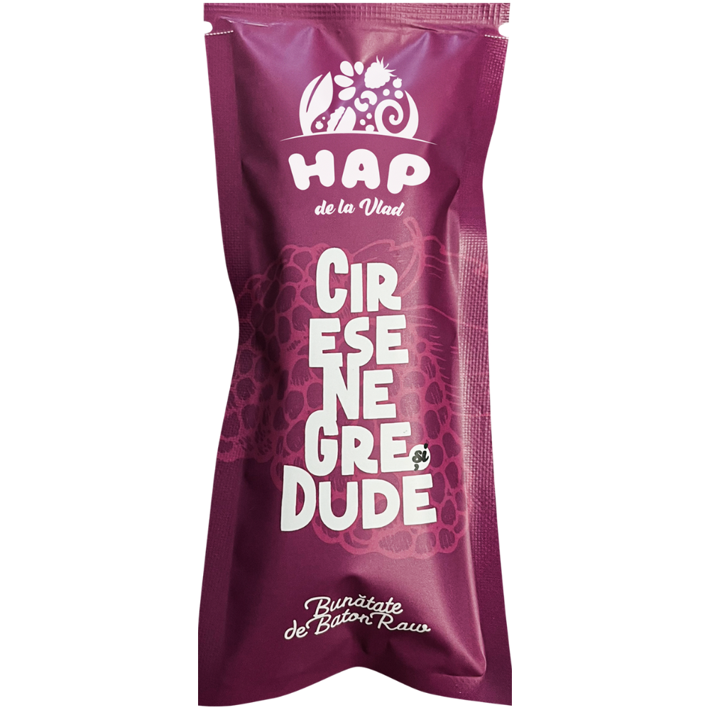 Baton raw vegan cu cirese si dude, 45g, Hap de la Vlad