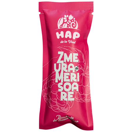 Baton raw vegan cu zmeura si merisoare, 45g, Hap de la Vlad