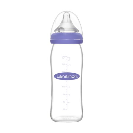 Biberon din sticla cu tetina din silicon, +0 luni, 240 ml