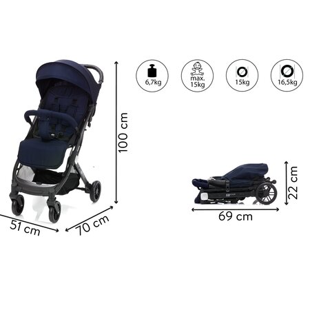 Carucior sport pentru copii Styler, Blue Melange, Fillikid 503303