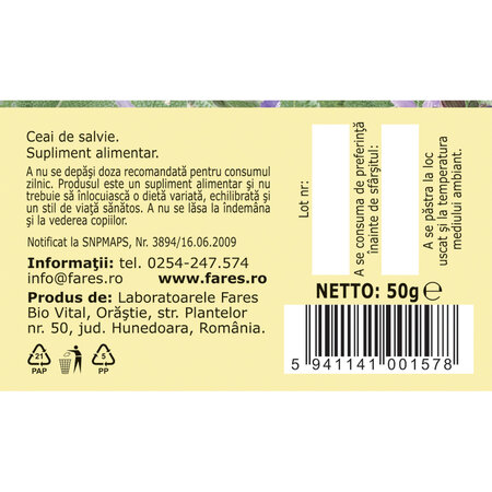 Ceai de salvie, 50 gr, Fares 718658