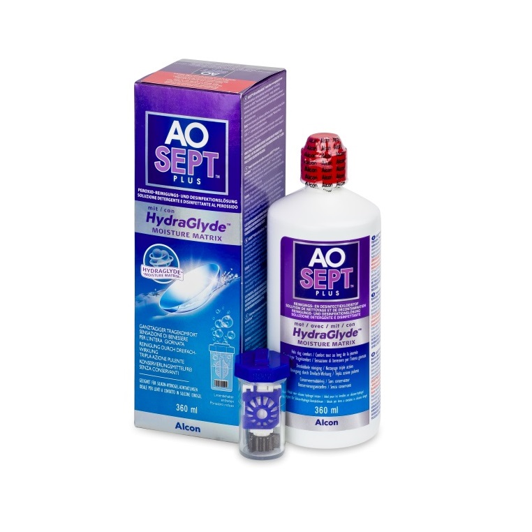 Solutie intretinere lentile de contact Ao Sept Plus HydraGlyde, 360 ml, Alcon