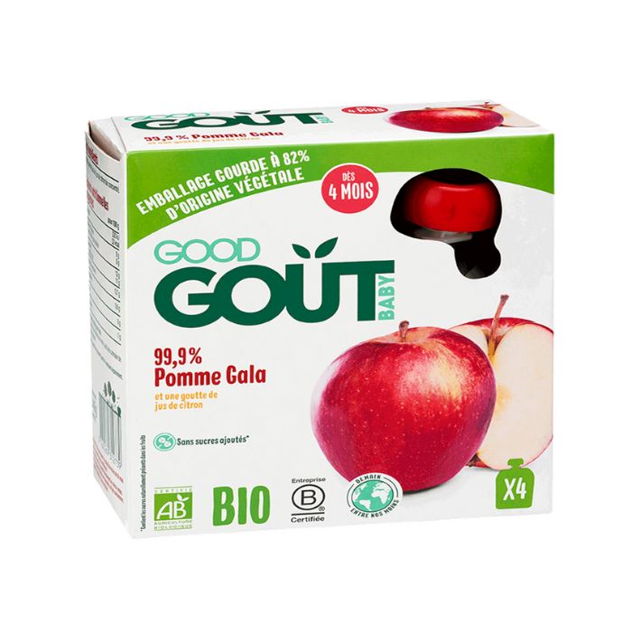 Piure Bio de mere gala, 4 luni, 4x85 gr, Good Gout