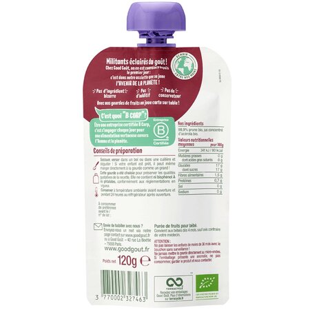 Piure Bio de prune, +4 luni, 120 g, Good Gout 535015