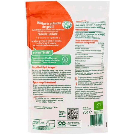 Mini grisine Bio cu rosii si busuioc, +12 luni, 70 g, Good Gout 535002