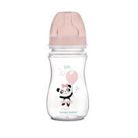 Biberon anticolici cu gat larg Animale exotice, 3 luni+, 240 ml, Pink, Canpol Babies