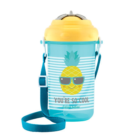 Cana cu pai din silicon Flip-Top So Cool, +12 luni, 400 ml, Yellow, Canpol Babies