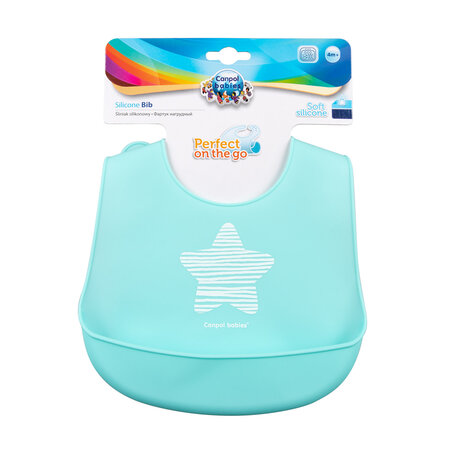 Baveta din silicon cu buzunar Pastelove, 4 luni+, Blue, Canpol Babies 504319
