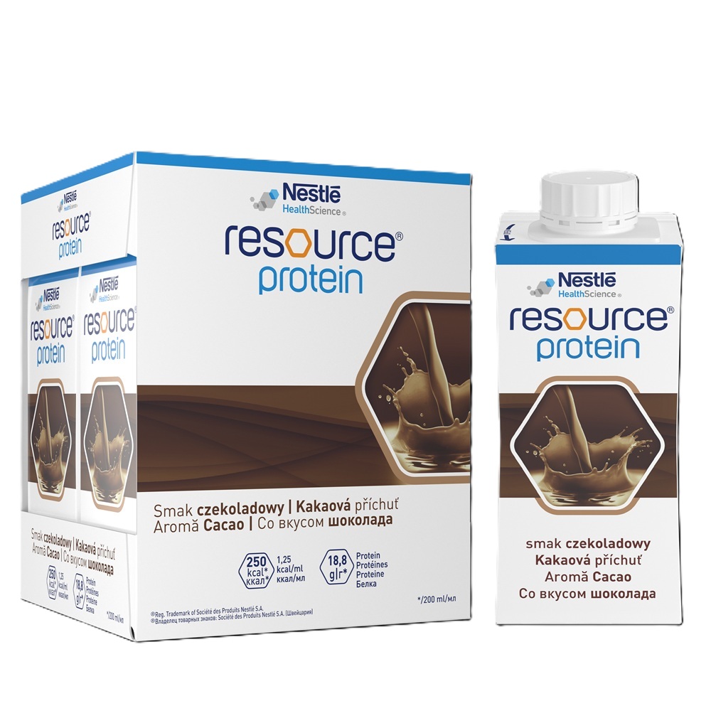Dieta pentru malnutritie Resource Protein, +3 ani, 4x200 ml, Cacao, Nestle