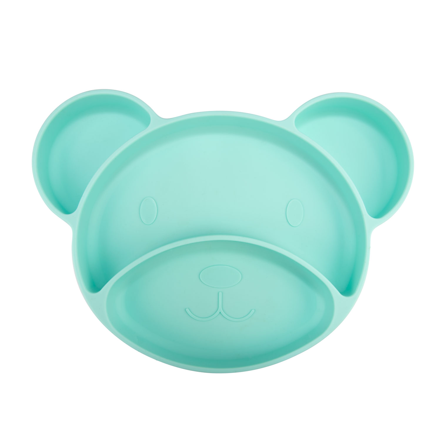 Farfurie compartimentata din silicon, Bear, +6 luni, Turquoise, Canpol Babies