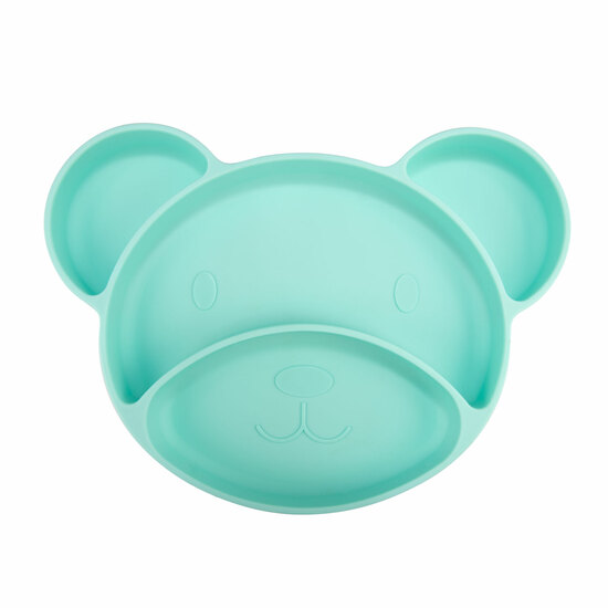 Farfurie compartimentata din silicon, Bear, Turquoise