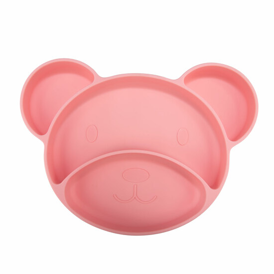 Farfurie compartimentata din silicon, Bear, Pink