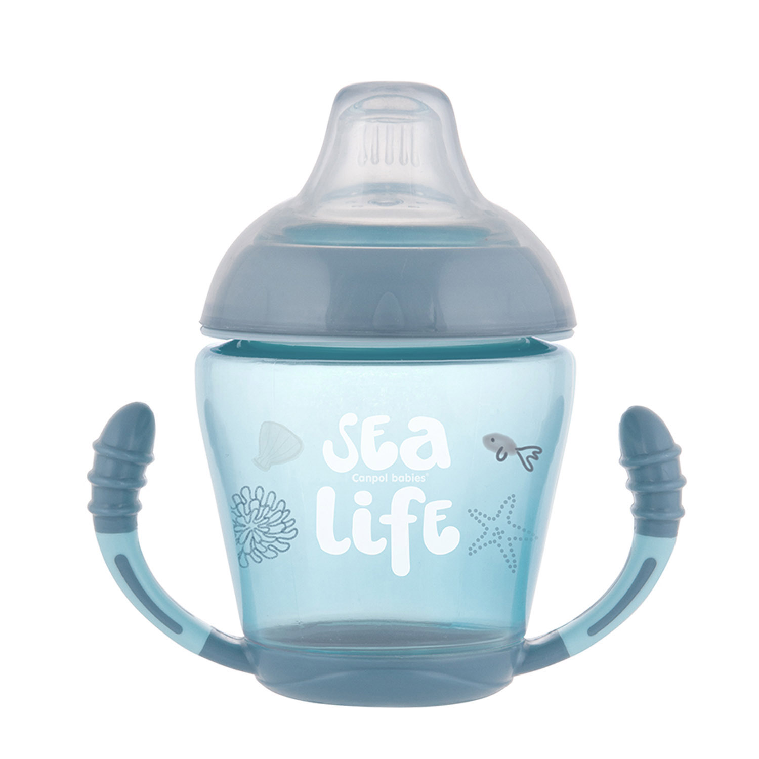 Cana anti-varsare cu cioc moale Sea life, Grey, 230 ml, Canpol Babies