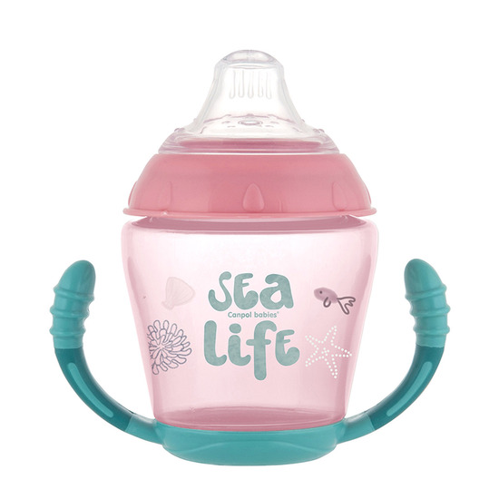 Cana anti-varsare cu cioc moale Sea life, 230 ml, Pink