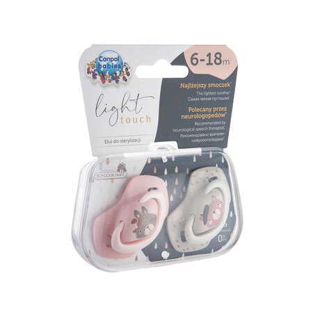 Suzeta simetrica din silicon Bonjour Paris, 6-18 luni, 2 bucati, Pink, Canpol Babies 504929