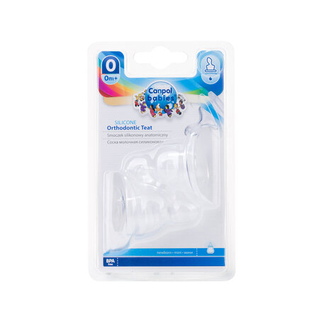 Tetina orthodontica silicon mini, 0 luni+, 2 bucati, Canpol 505044