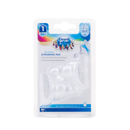 Tetina orthodontica din silicon flux lent, 2 bucati, Canpol 505079